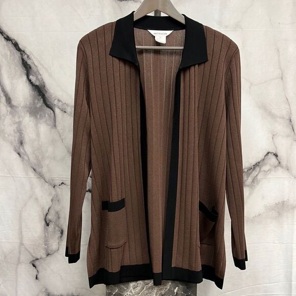 Misook brown black trim jacket - Picture 1 of 4